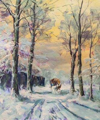 On the winter road, on the snowy road N2 (Horses In The Wag). Vlodarchik Andjei