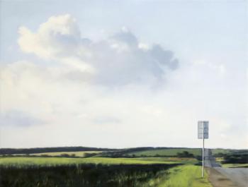 Landscape with a traffic sign. Fedko Anton