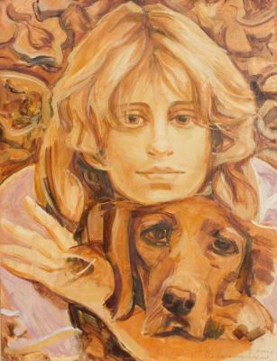 Portrait with dog. Arkhangelskiy Mikhail