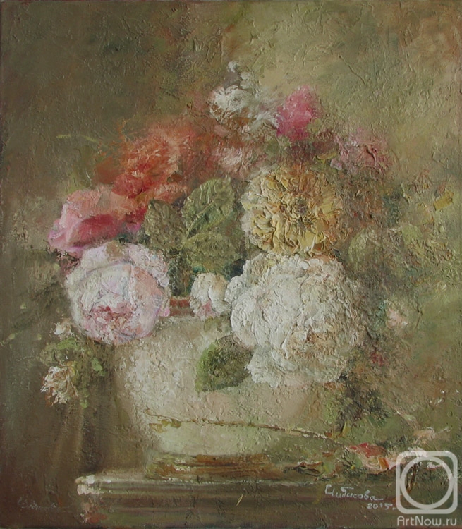 Chibisova Nataliya. Bouquet in a marble vase