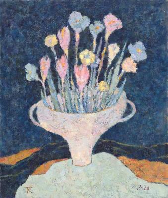 Bouquet on a blue background. Koltsova Tatiana