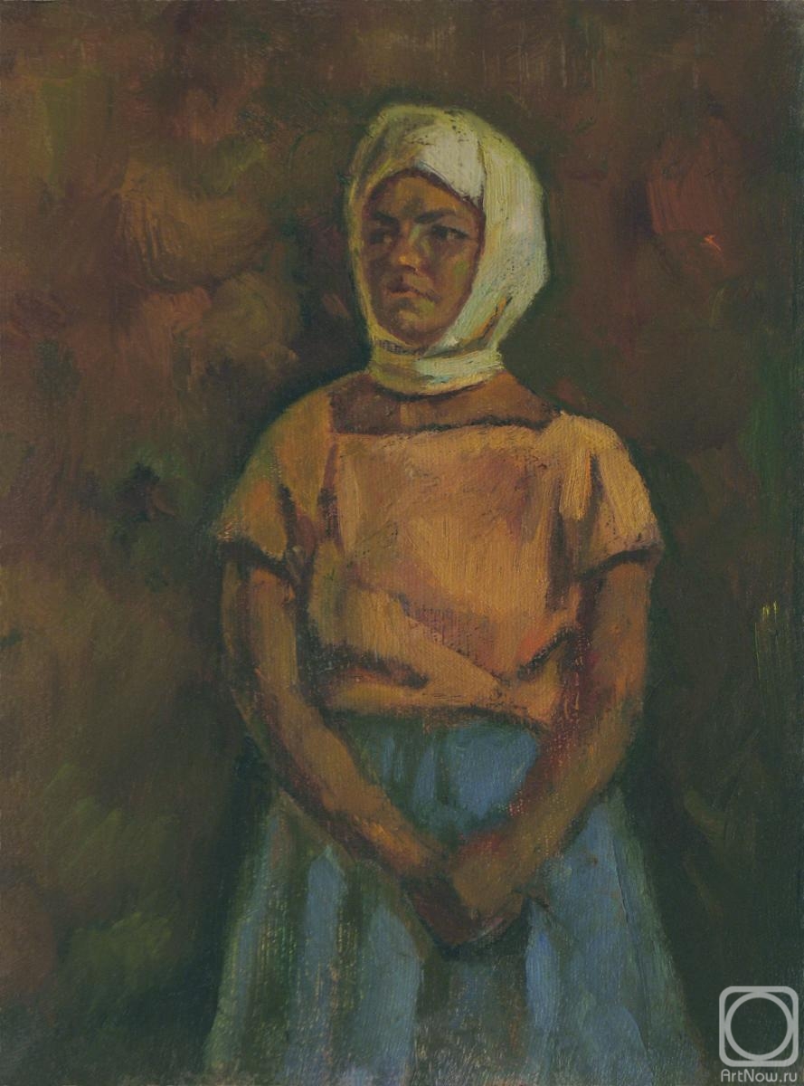 Belikov Vasilij. Portrait of girl in headscarf