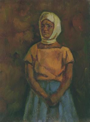 Portrait of girl in headscarf. Belikov Vasilij
