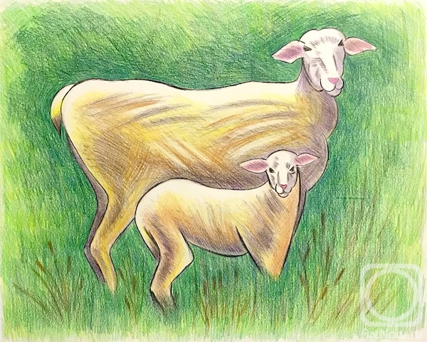 Lukaneva Larissa. Copy 308. Sheep with lamb