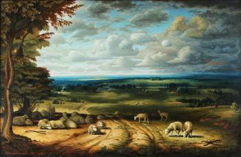 Landscape with sheep. Telyatnikov Arseniy