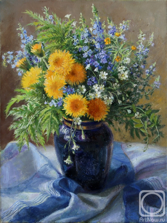 Shumakova Elena. May bouquet with dandelions