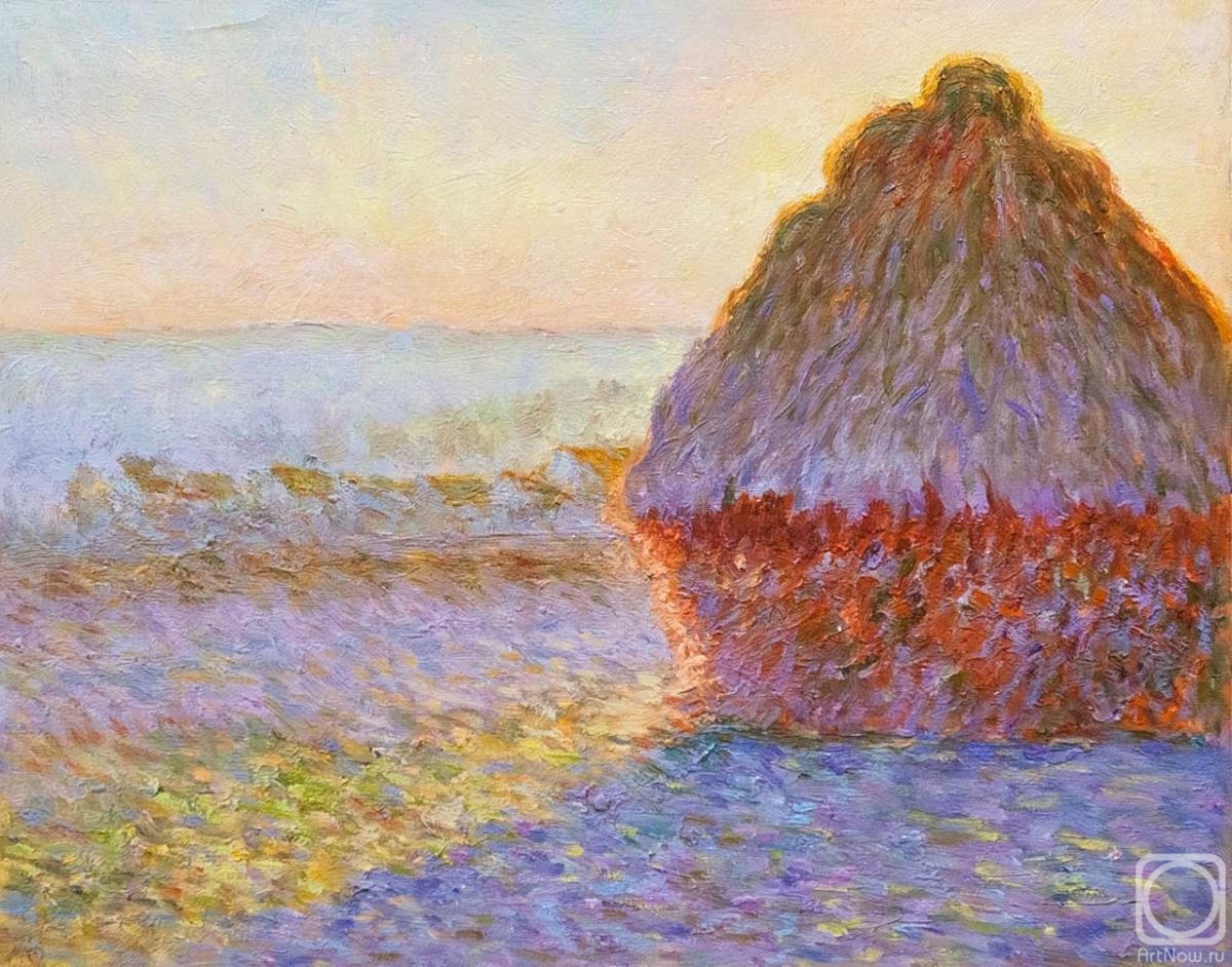 Kamskij Savelij. Copy of Claude Monet's painting. Haystack at Giverny. Sunrise