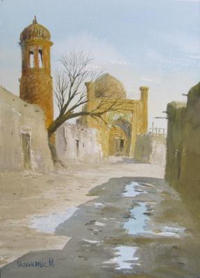 Street with a view of the mausoleum Rukhabad. Mukhamedov Ulugbek