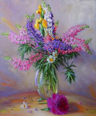Lupins and peony