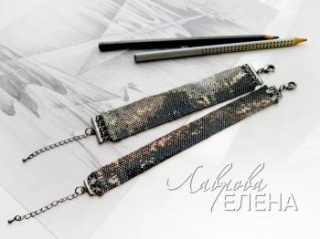 Double bracelets-straps "Night road" (Beaded Bracelet). Lavrova Elena