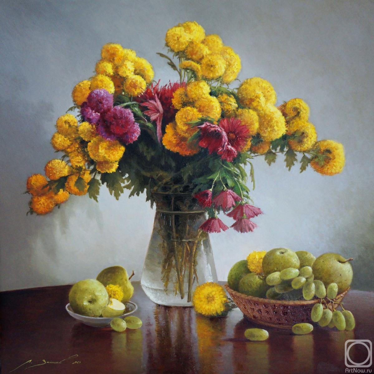 Zaitsev Aleksandr. Still life with Yellow Chrysanthemum