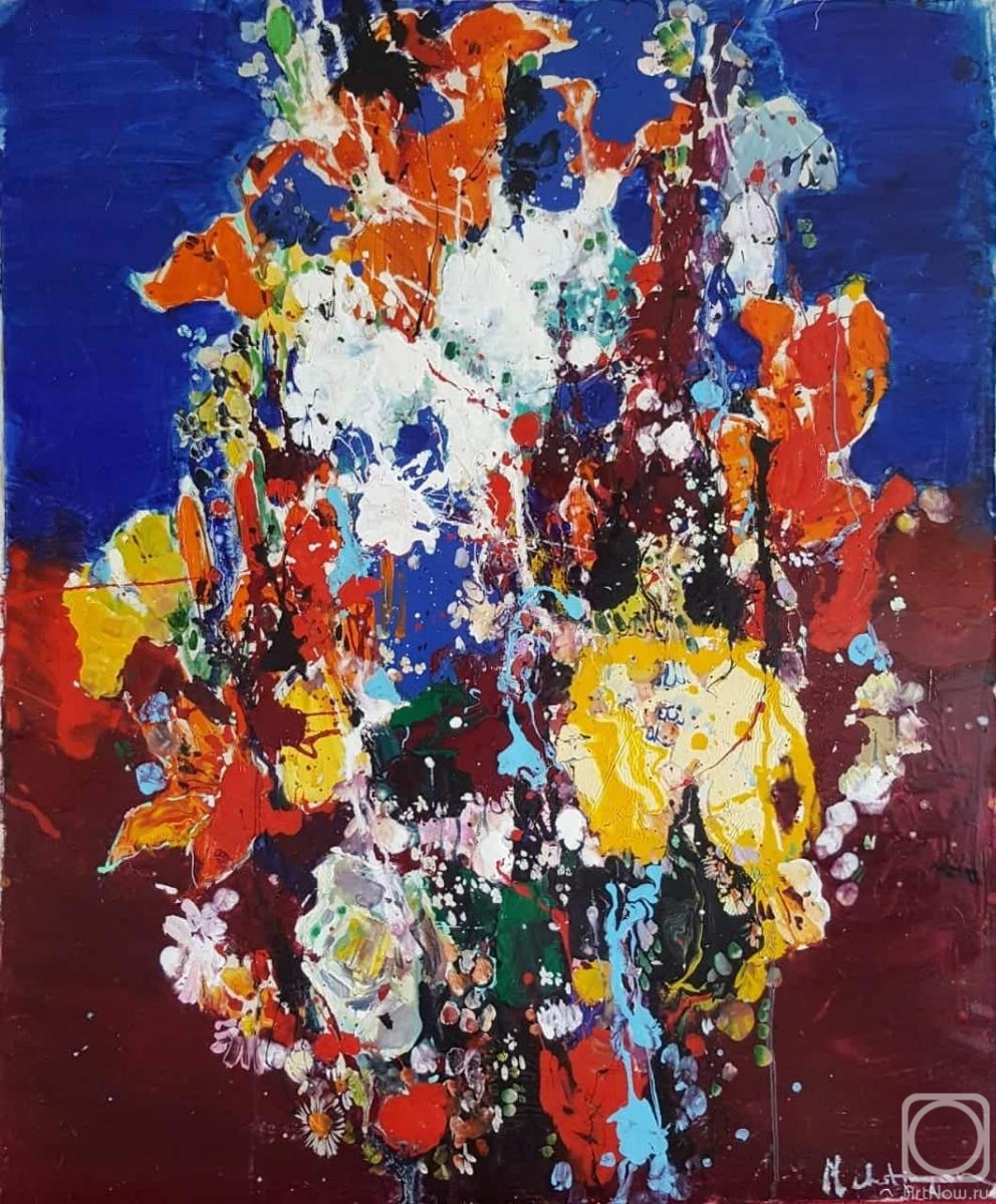 Chatinyan Mger. Flowers on blue