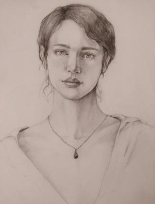 Portrait of a girl with a pendant. Panifodova Polina