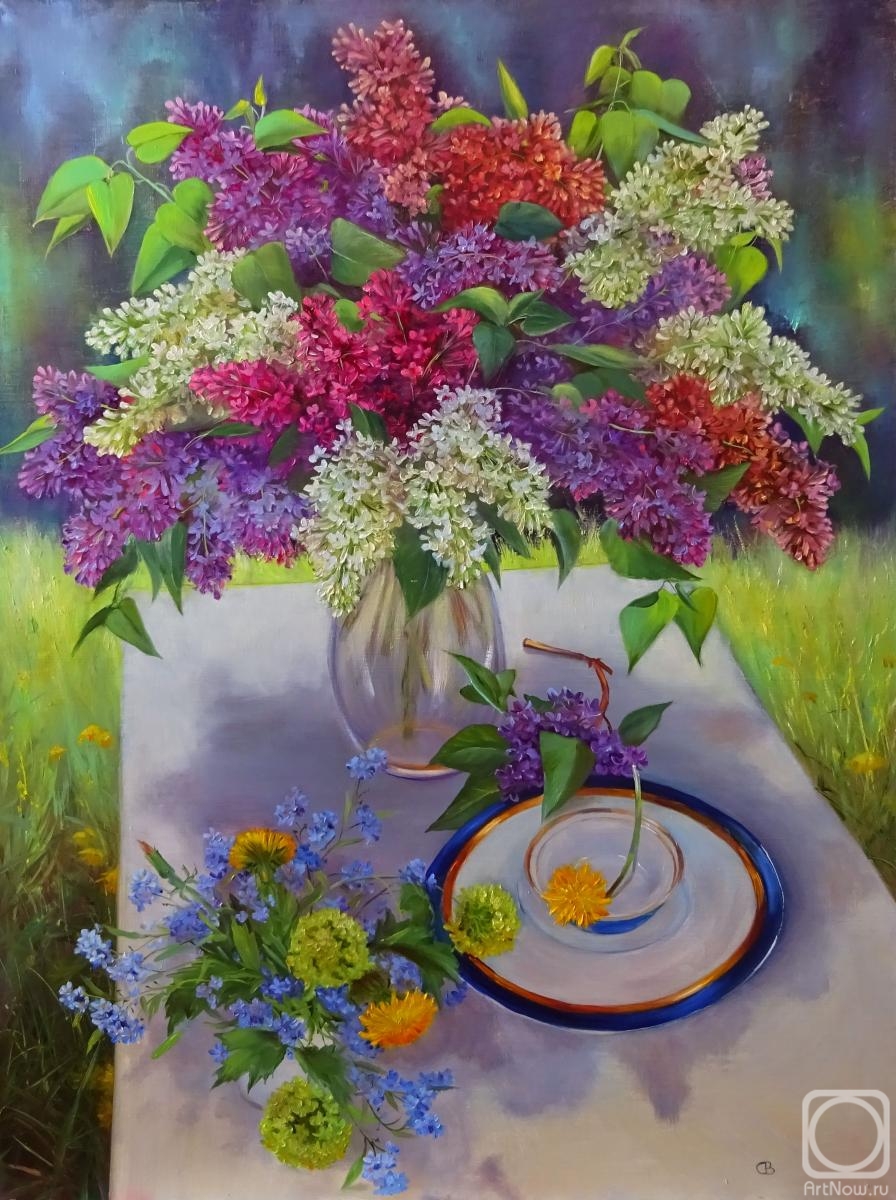 Razumova Svetlana. Lilac and forget-me-nots in the garden