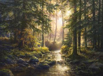 Quiet forest stream. Yushkevich Viktor
