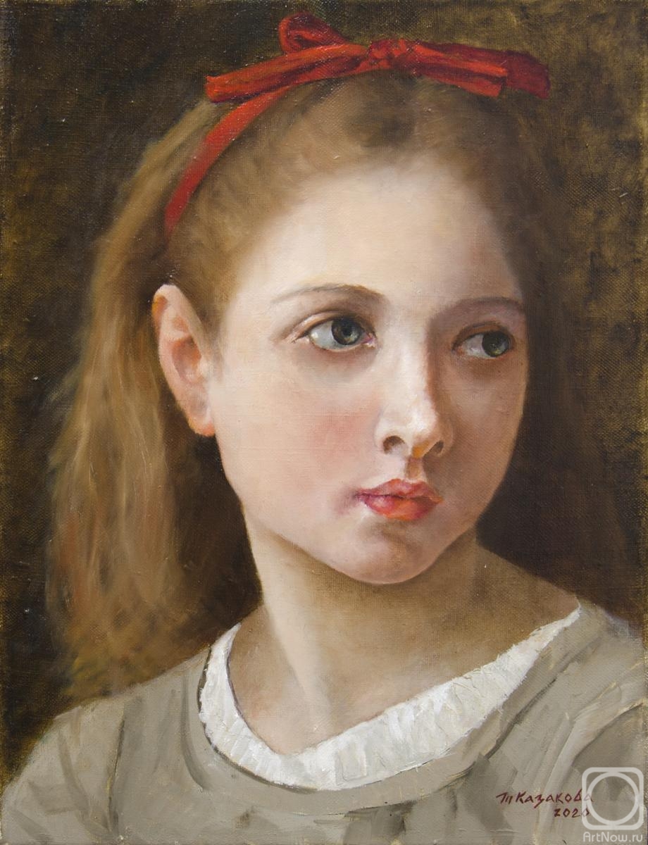 Kazakova Tatyana. Girl with red ribbon