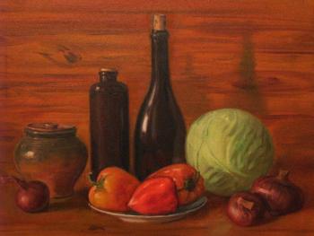 Still life with cabbage and peppers. Fomina Lyudmila