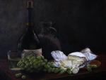 Fomina Lyudmila. Still life with cheese and green grapes