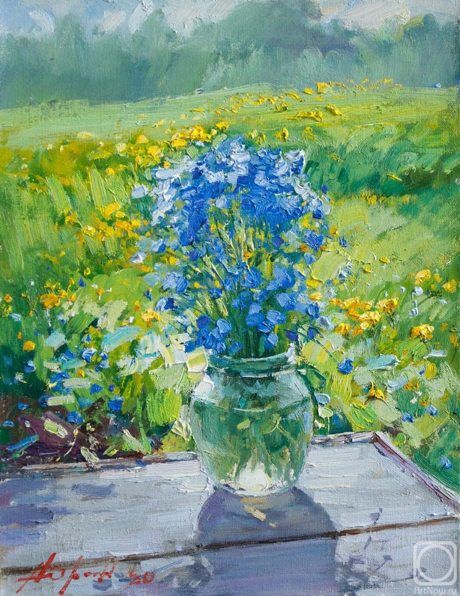 Yurgin Alexander. Forget-me-nots and summer meadow