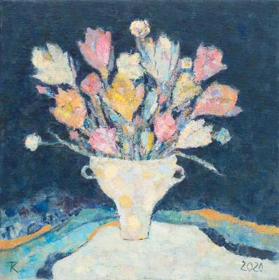 Large bouquet in a small vase