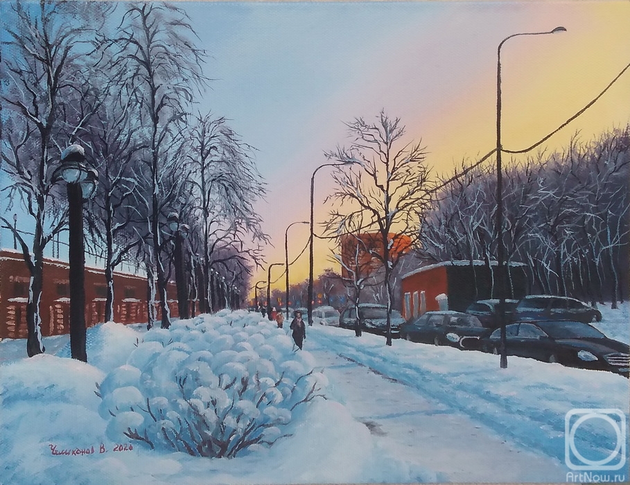 Chelikanov Valeri. Moscow, sunset, winter