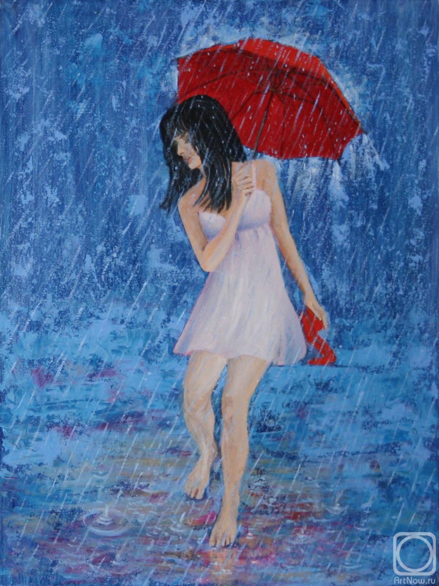 Kudryashov Galina. Red umbrella. Rain 3