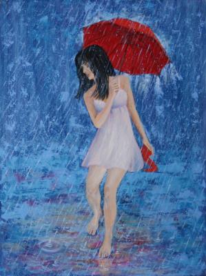 Red umbrella. Rain 3. Kudryashov Galina
