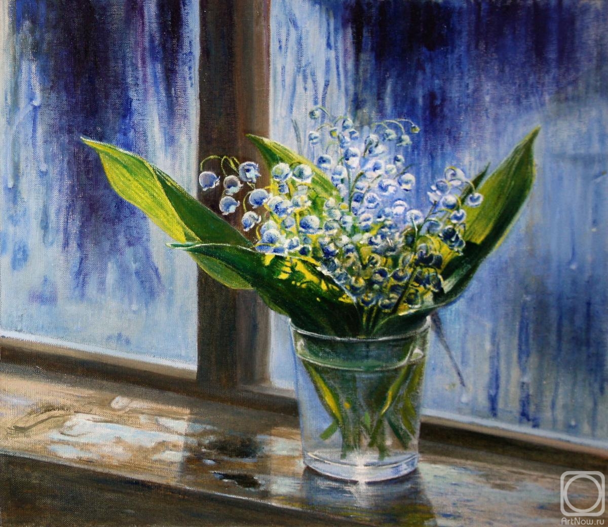 Kudryashov Galina. Lilies of the valley and the rain outside the window