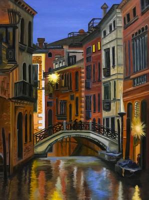 Venice in the Night (Streetlamp). Lukaneva Larissa