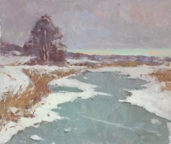 Icy river in Suzdal (Belaya River). Belaya Ekaterina