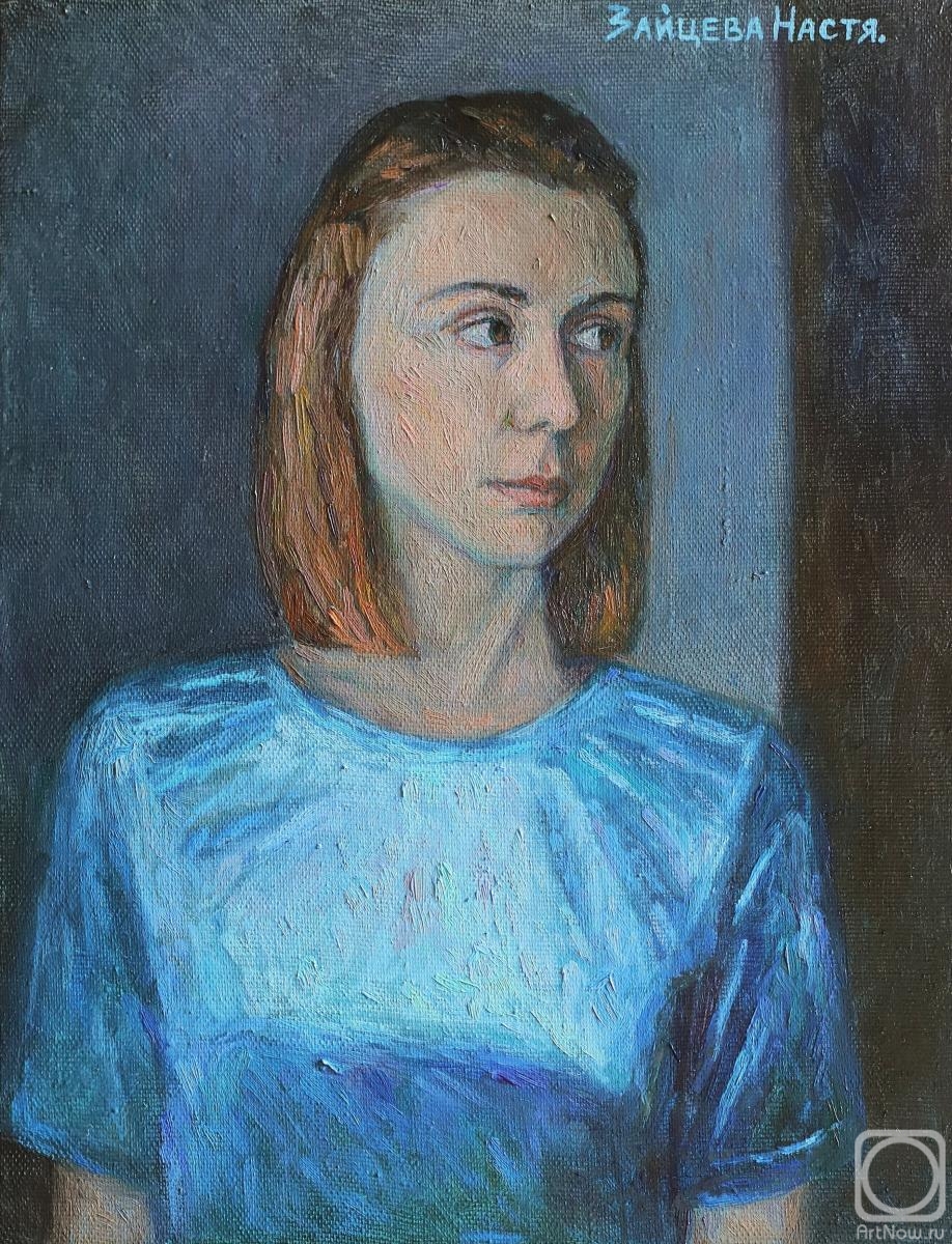 Zaitseva Anastasia. Girl in a bright blue dress