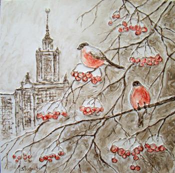 Bullfinches, Moscow state University (Rowan In The Snow). Stydenikin Yury