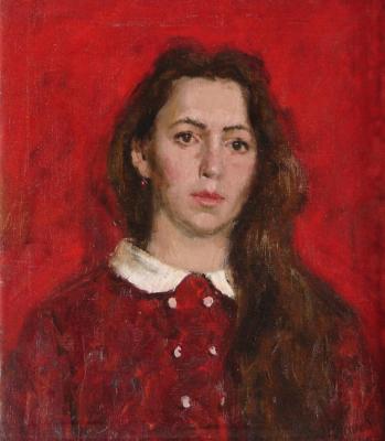 A portrait of the girl in red (Red Girl). Panov Igor