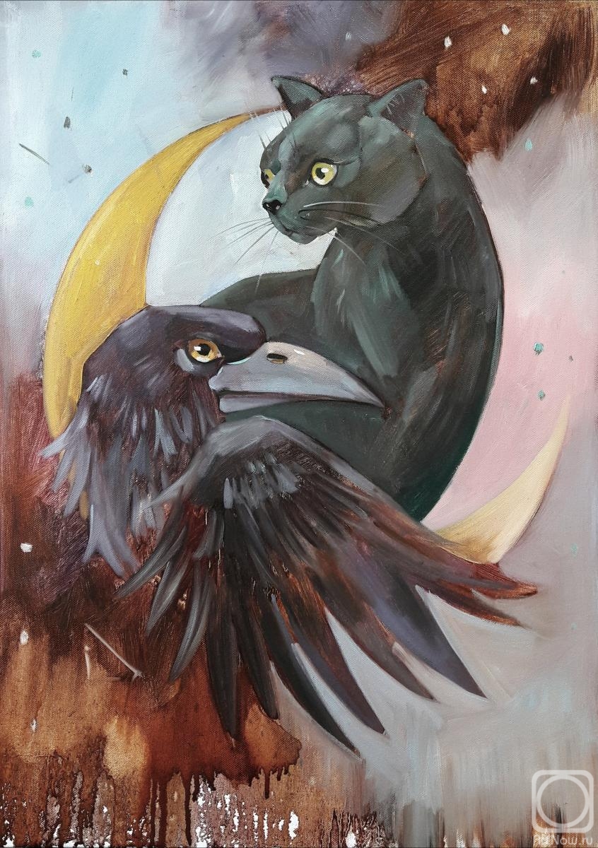 Shagushina Olga. Totem Black Cat Tatiana, Raven and Moon. Wake up your totem