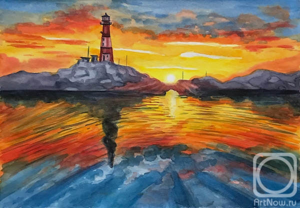 Lukaneva Larissa. The Lighthouse at Sunset