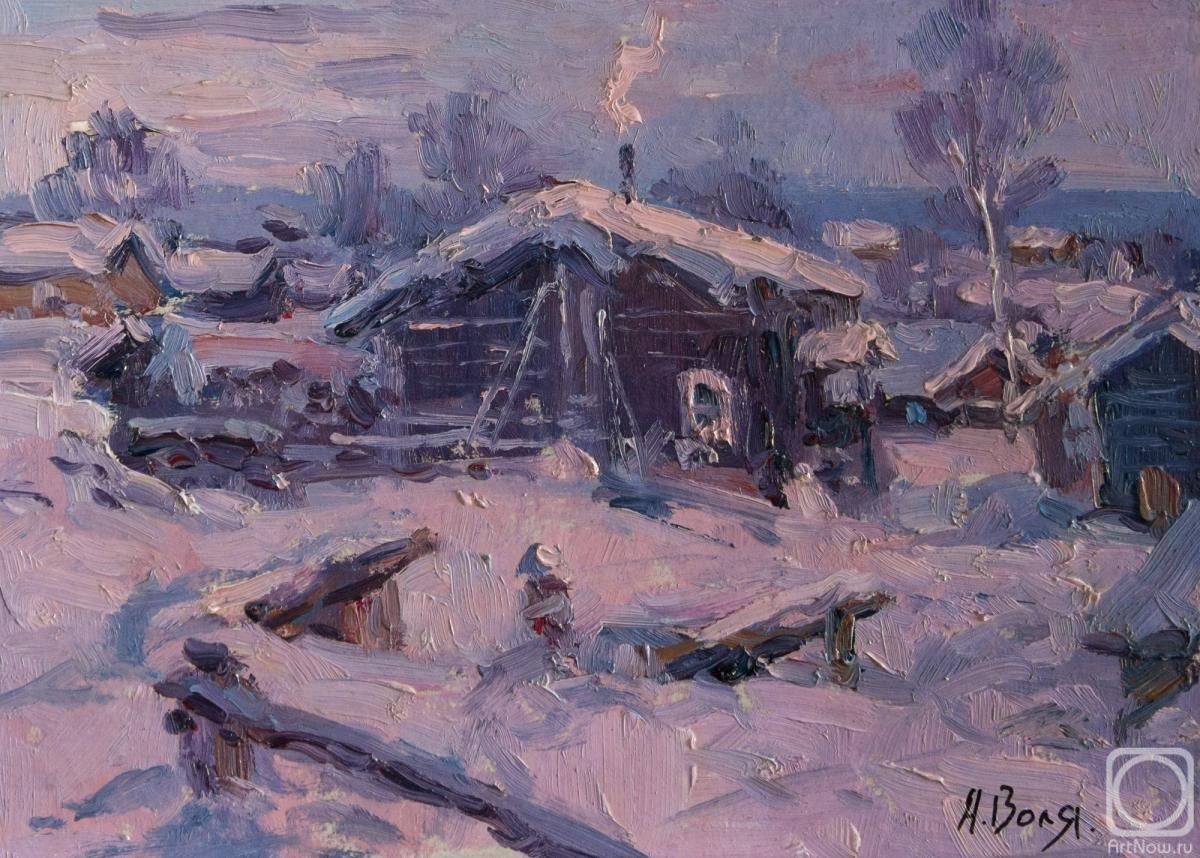 Volya Alexander. Snow-covered house, sketch