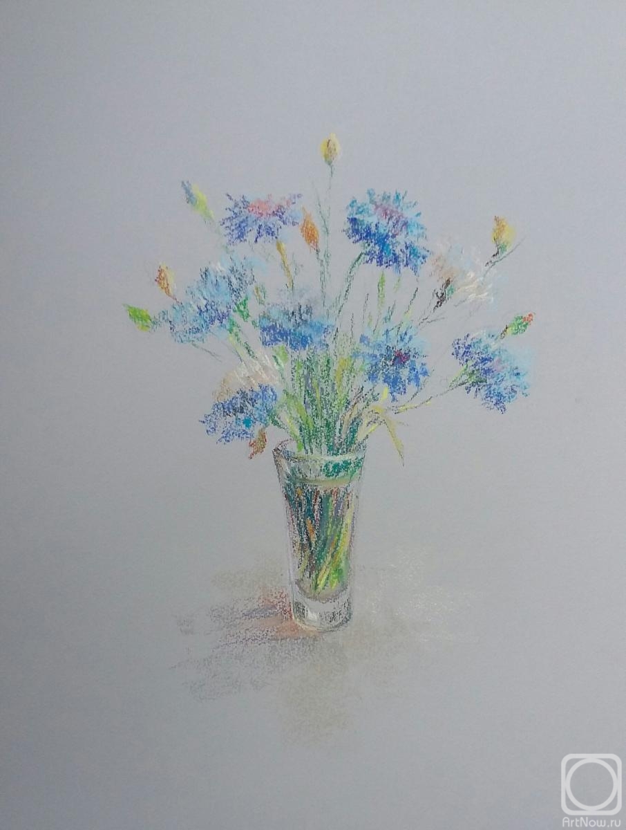 Klyan Elena. Cornflowers. Original pastel drawing. 2019