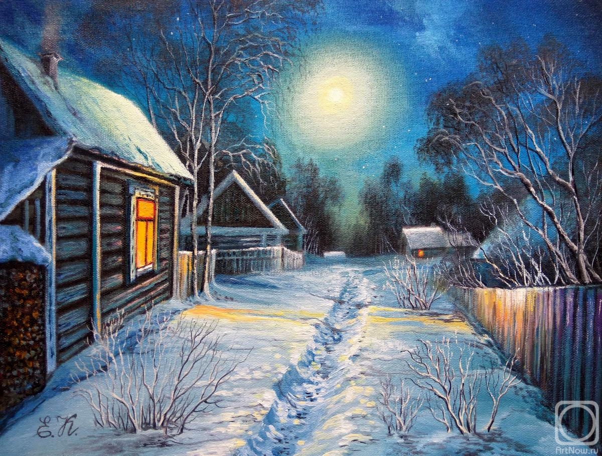 Korableva Elena. Winter evening. Full moon