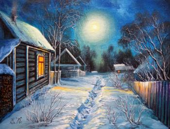 Winter evening. Full moon. Korableva Elena