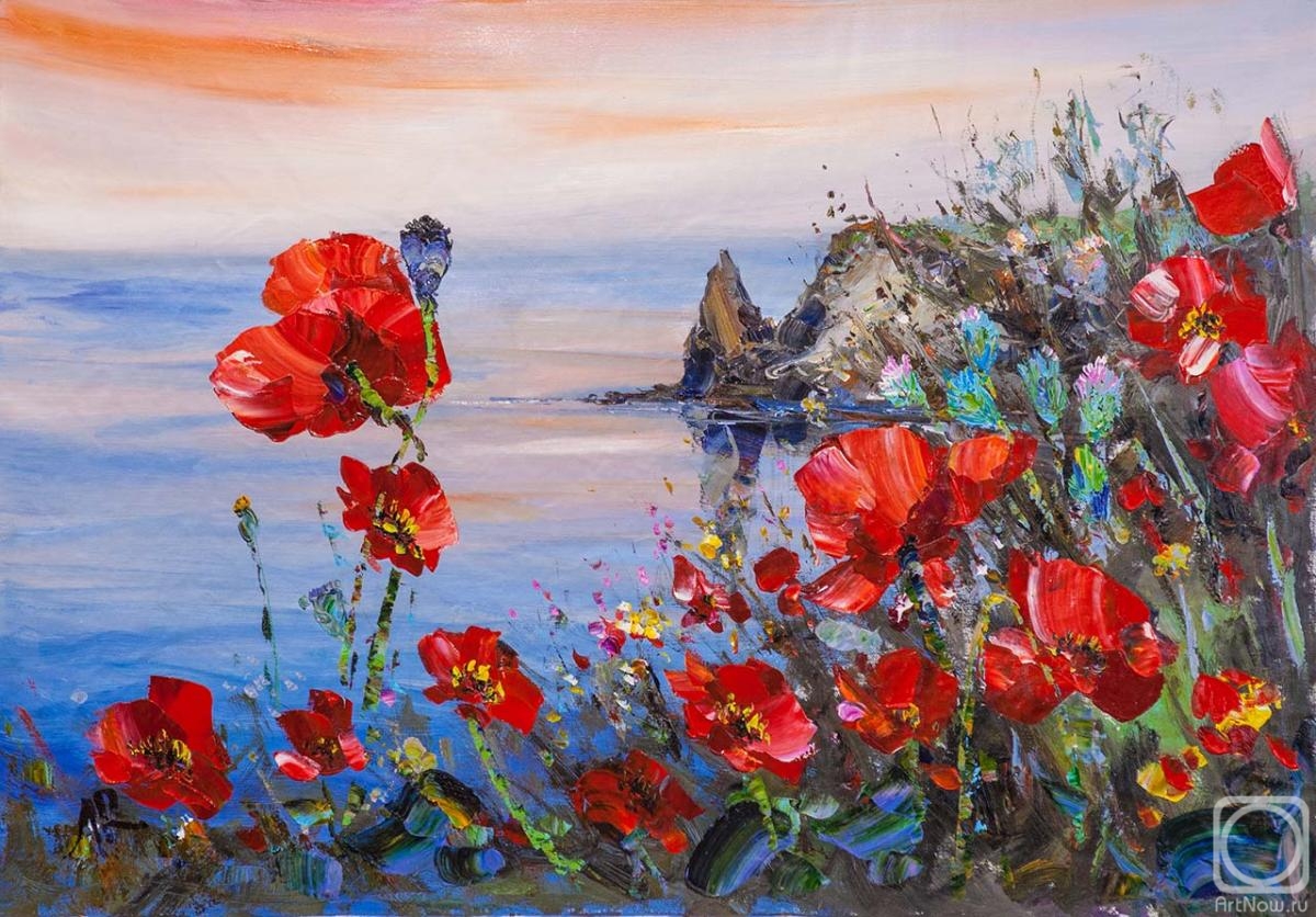 Rodries Jose. Poppies on the background of the sea N2