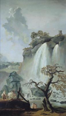 Copy of Robert Hubert's "Landscape with a Waterfall"
