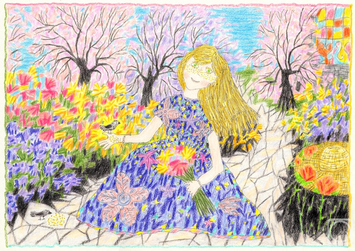 Obolenskiy Alexandr. Gerda in the old lady's garden