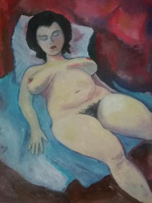 Lying with her eyes closed. Klenov Andrei