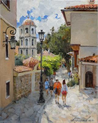 Hot Summer. Old city. Plovdiv (Tourists And Church). Galimov Azat