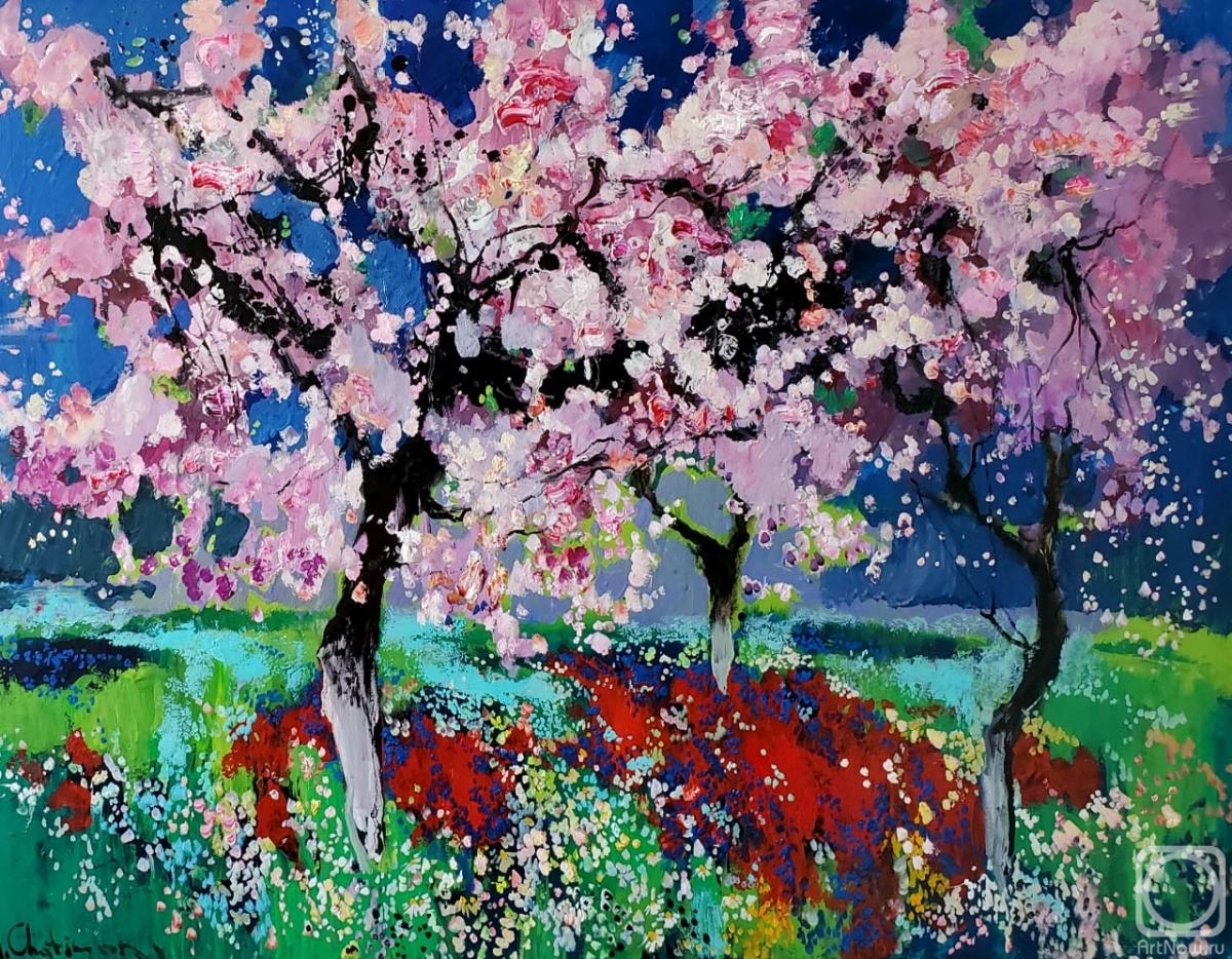 Chatinyan Mger. Blooming apple trees