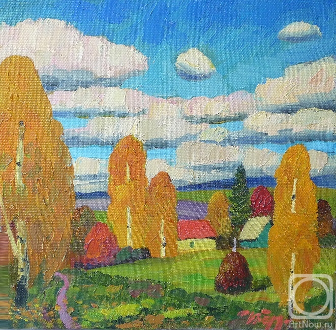 Berdyshev Igor. Golden autumn, clouds are floating, warm day