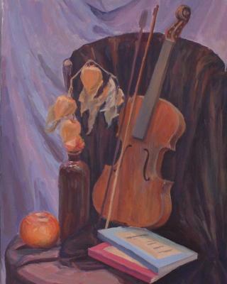 Still life with violin. Antonova Galina
