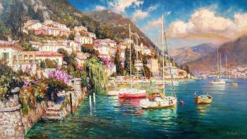 Lake Como. Yachts on blue water