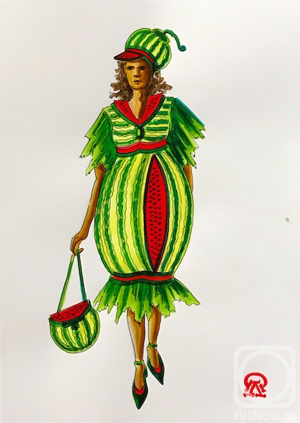 Lukaneva Larissa. Watermelon Fantasy. Fashion Sketch