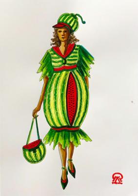 Watermelon Fantasy. Fashion Sketch. Lukaneva Larissa